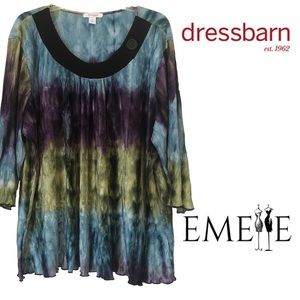 Dressbarn 3/4 Sleeve Tie Dye Blouse 1X